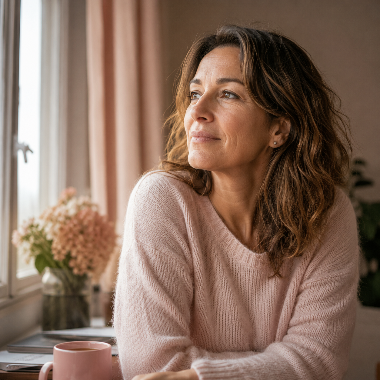 Mujer serena representando la etapa de perimenopausia